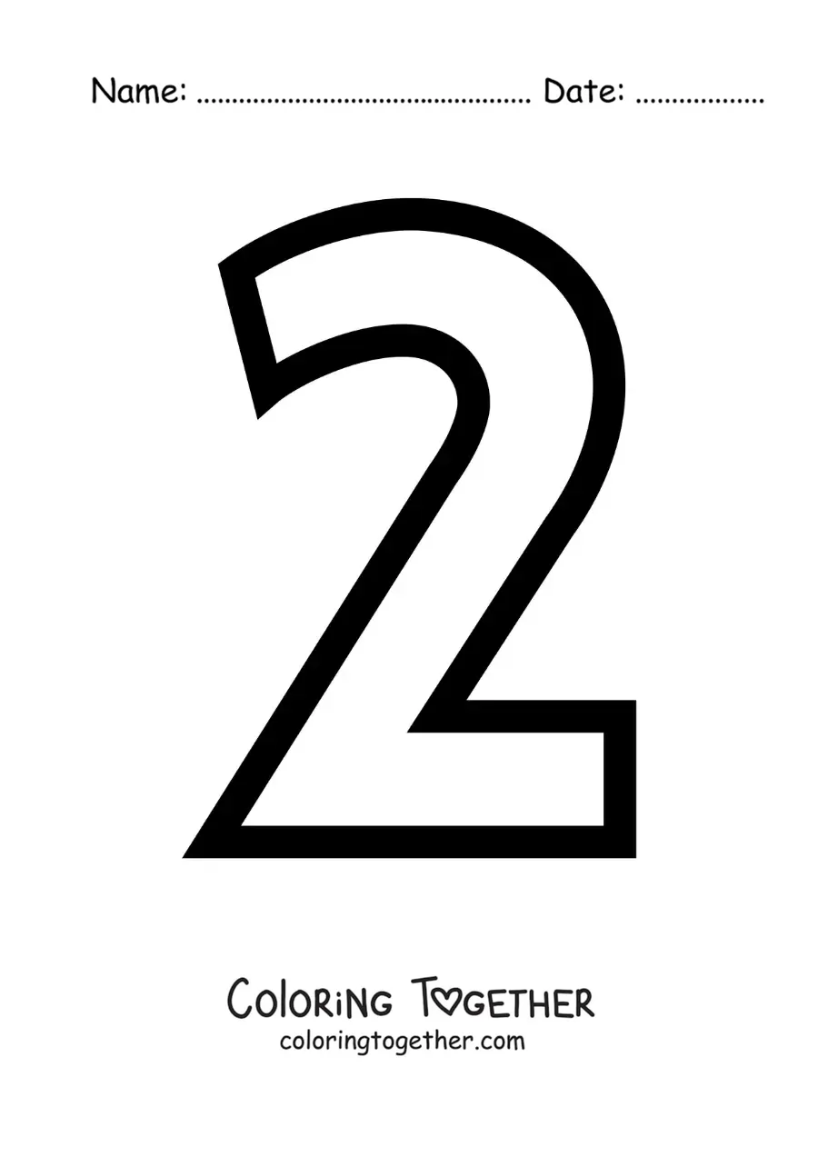 Coloring page of the large number 2