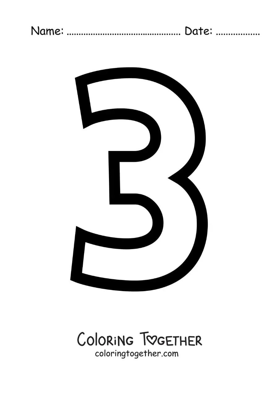 Coloring page of the large number 3