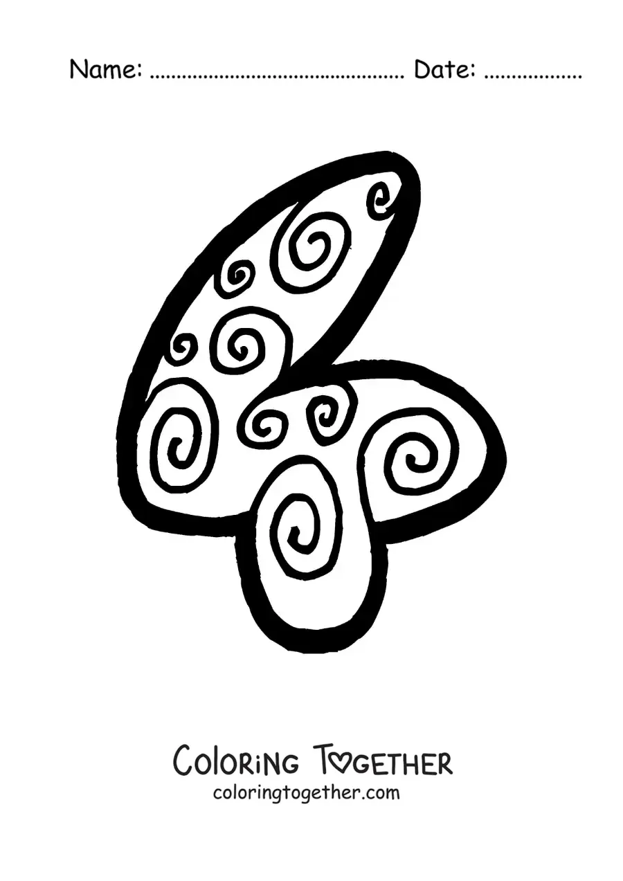 Coloring page of the large number 4 for preschool kids