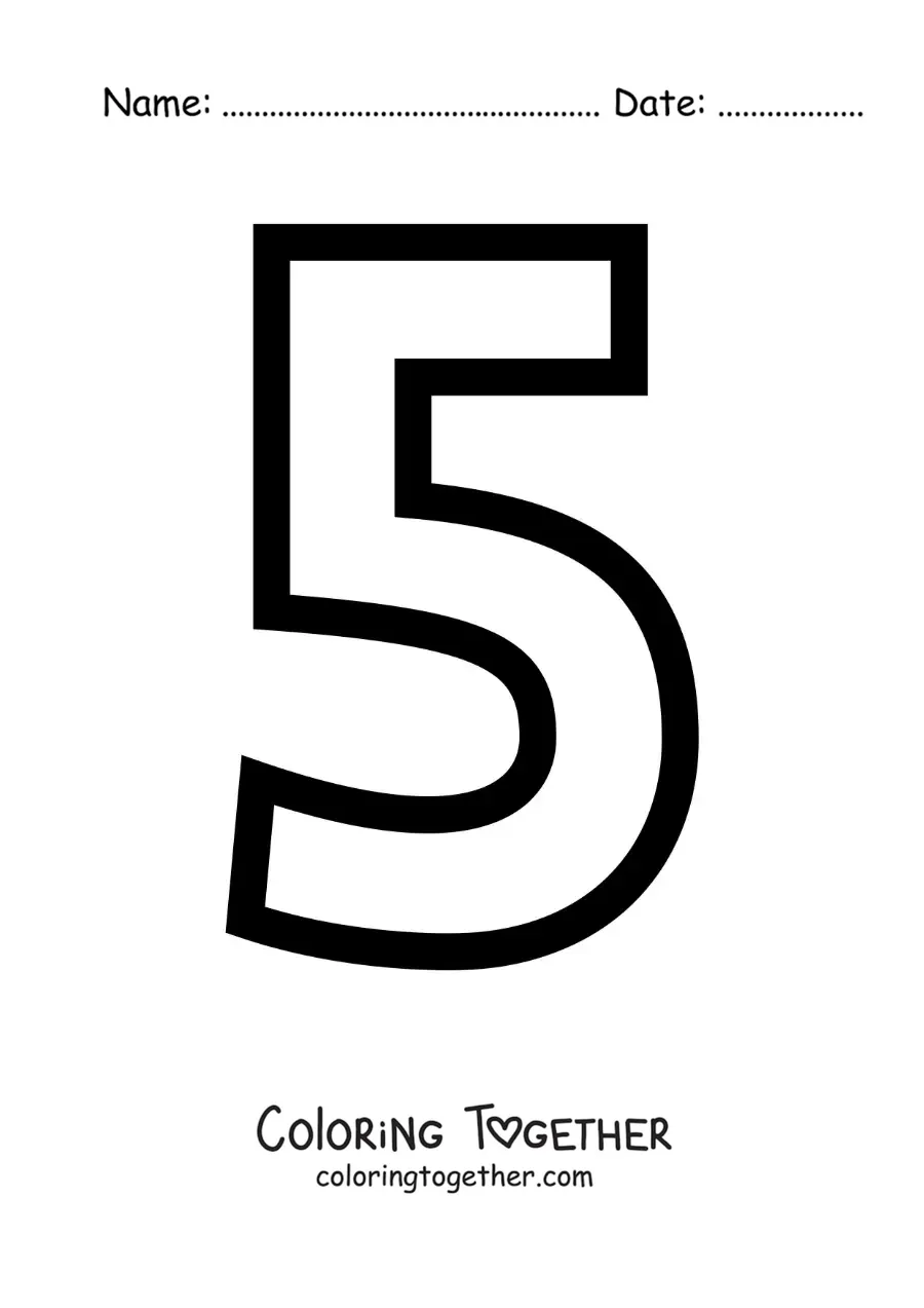 Coloring page of the large number 5