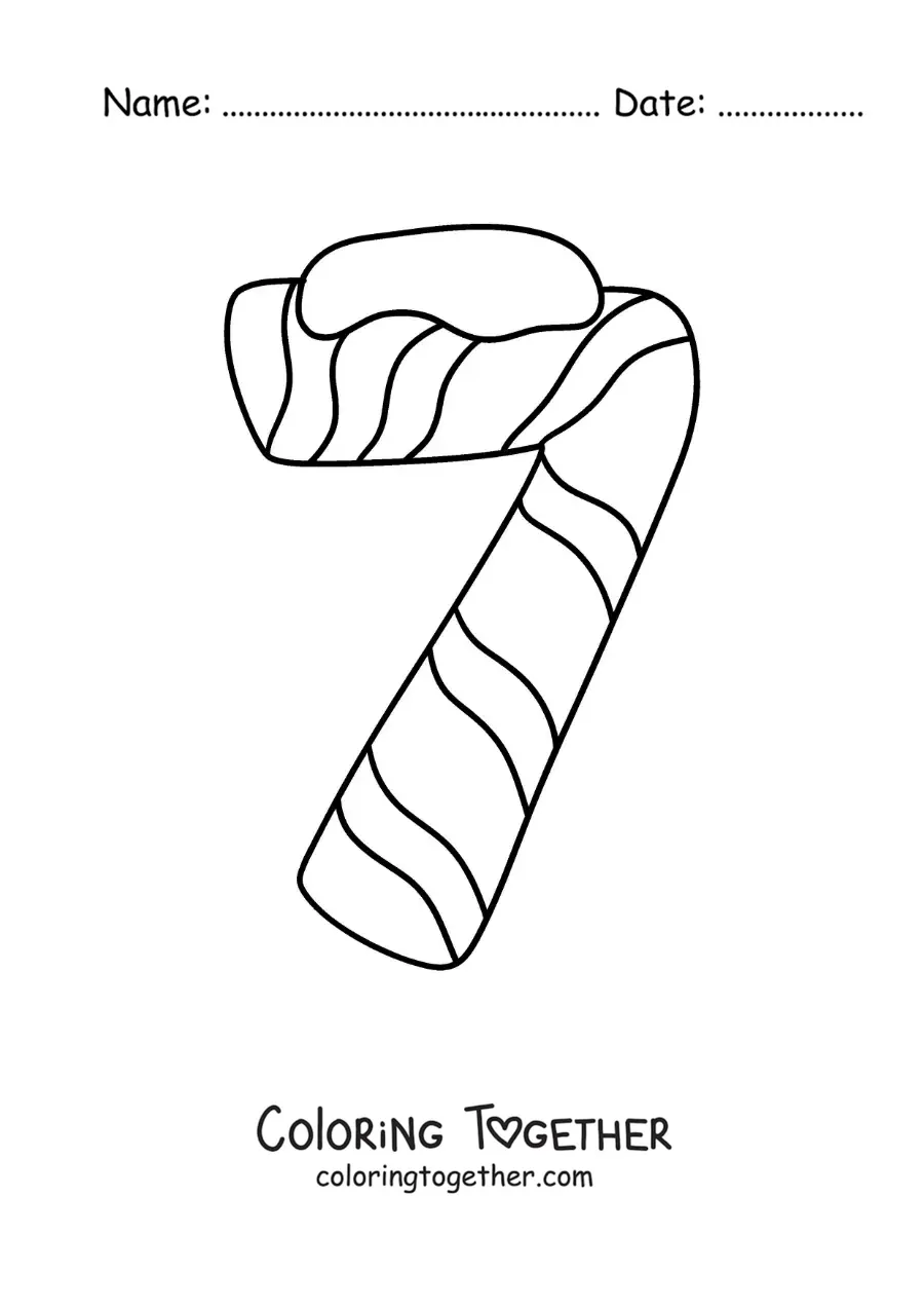 Coloring page of the decorated number 7 for kids