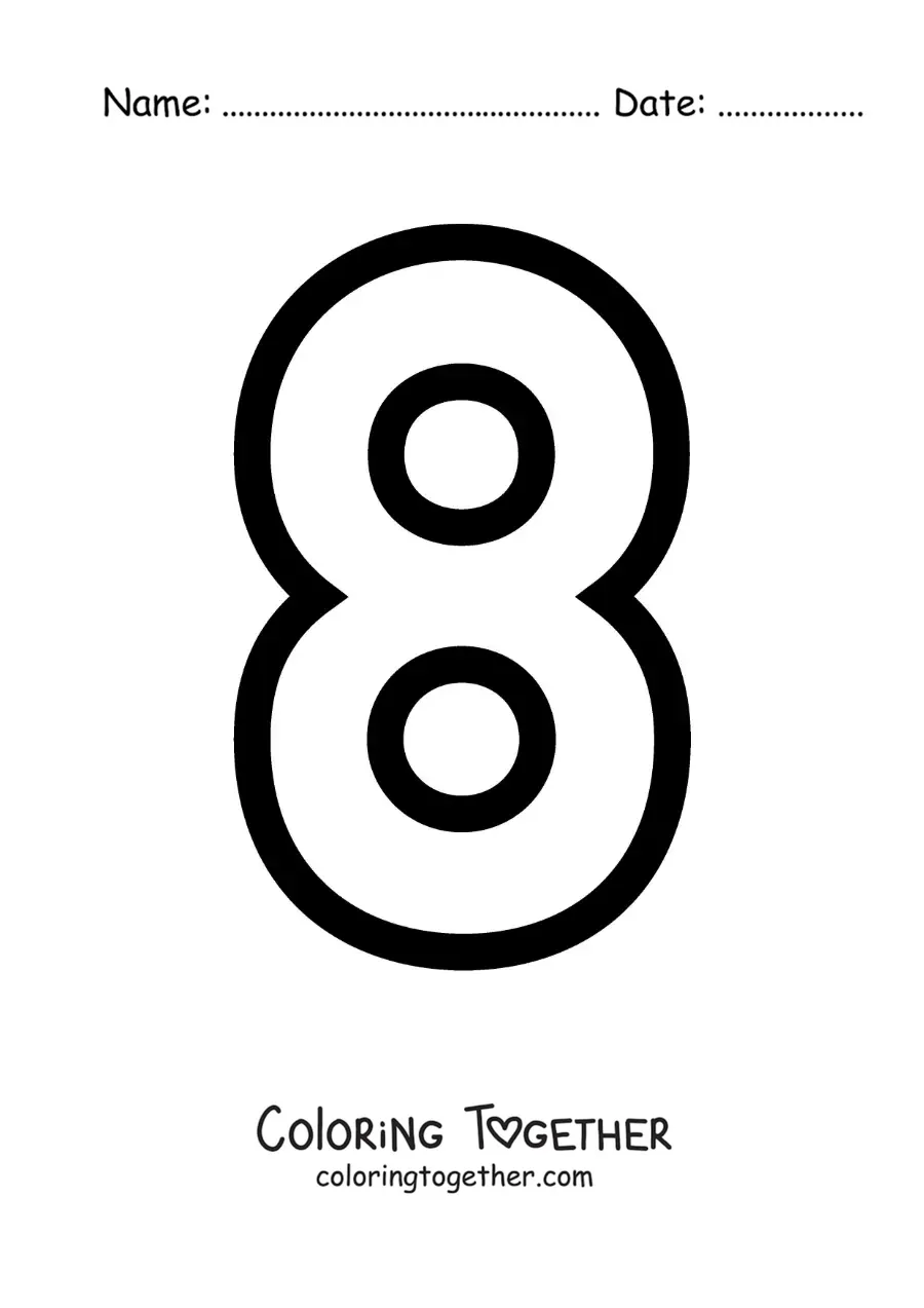 Coloring page of a large number 8