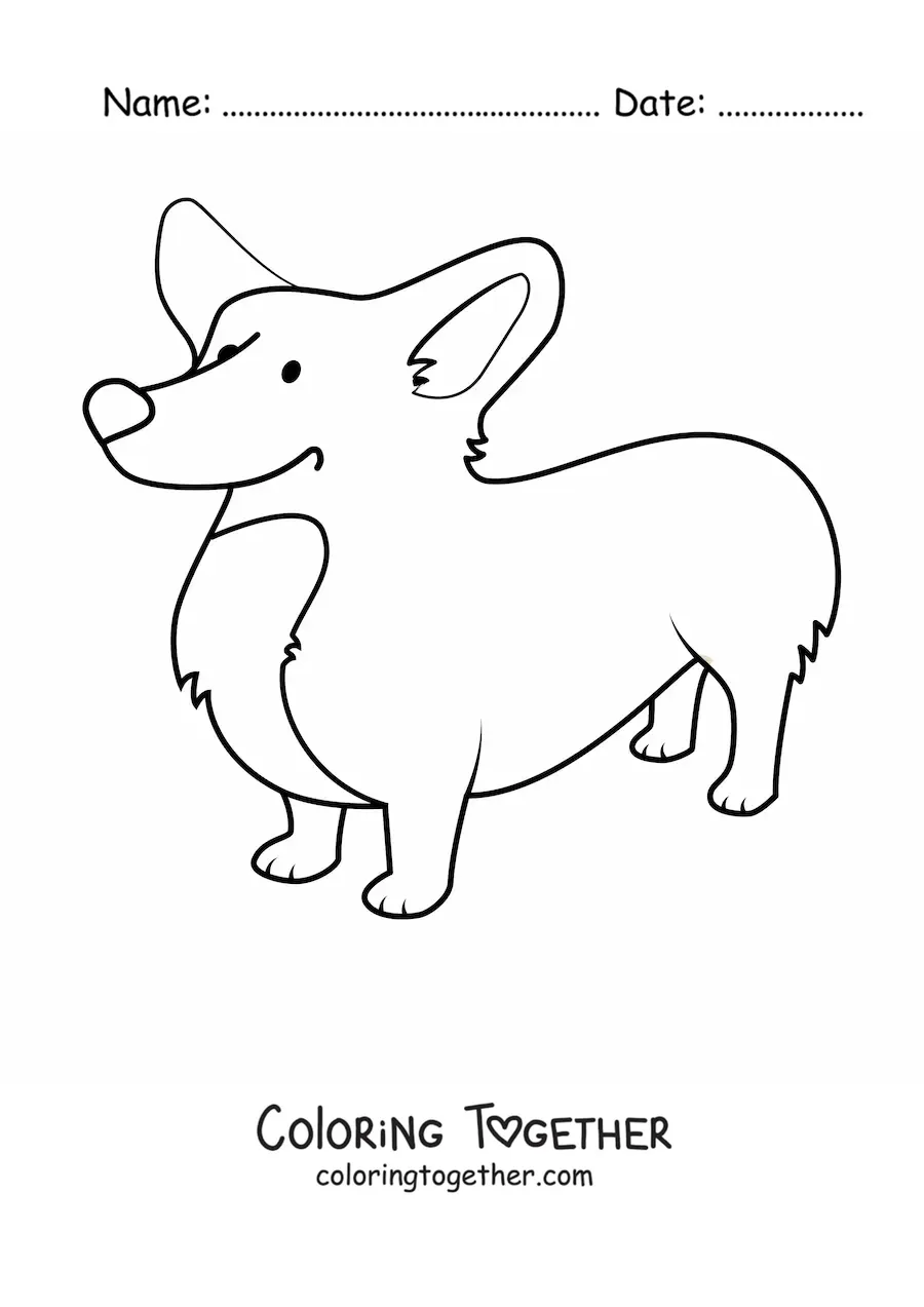 Coloring page of a corgi