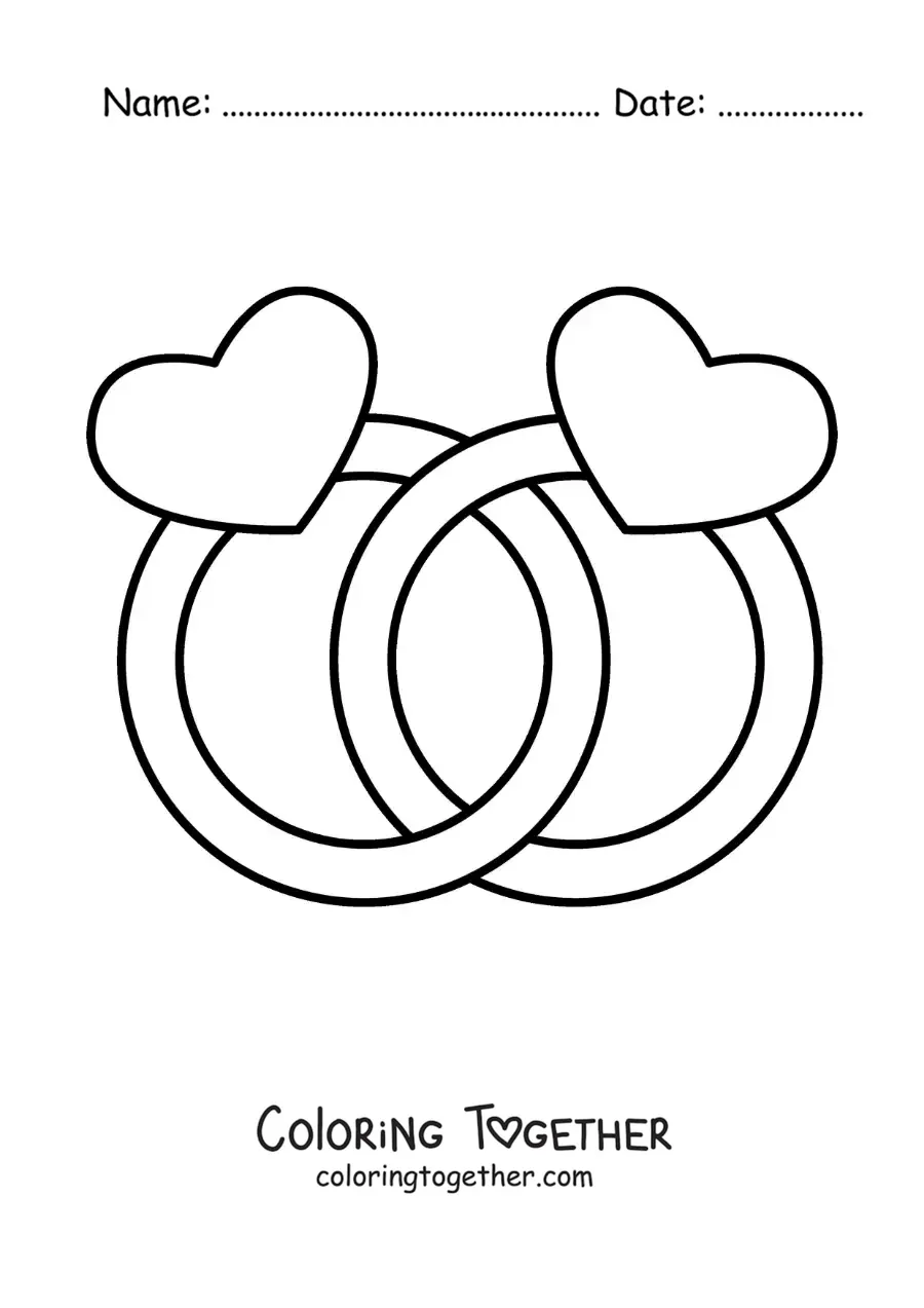 Coloring page of intertwined wedding rings