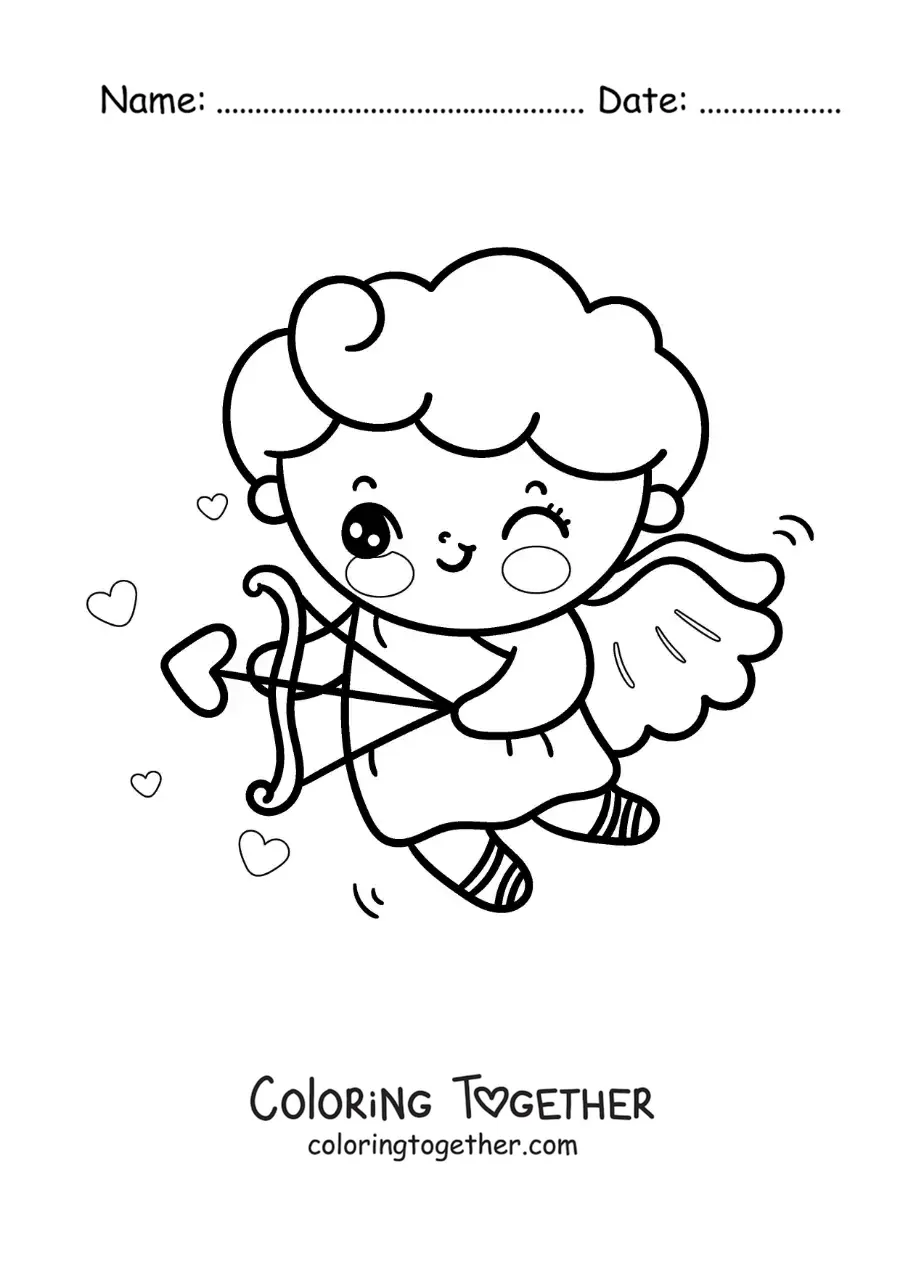 Coloring page of Cupid shooting