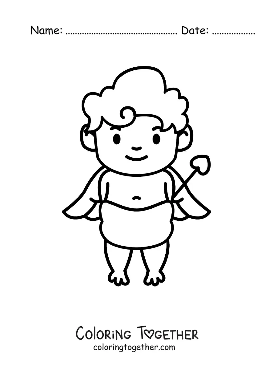 Coloring page of a baby Cupid
