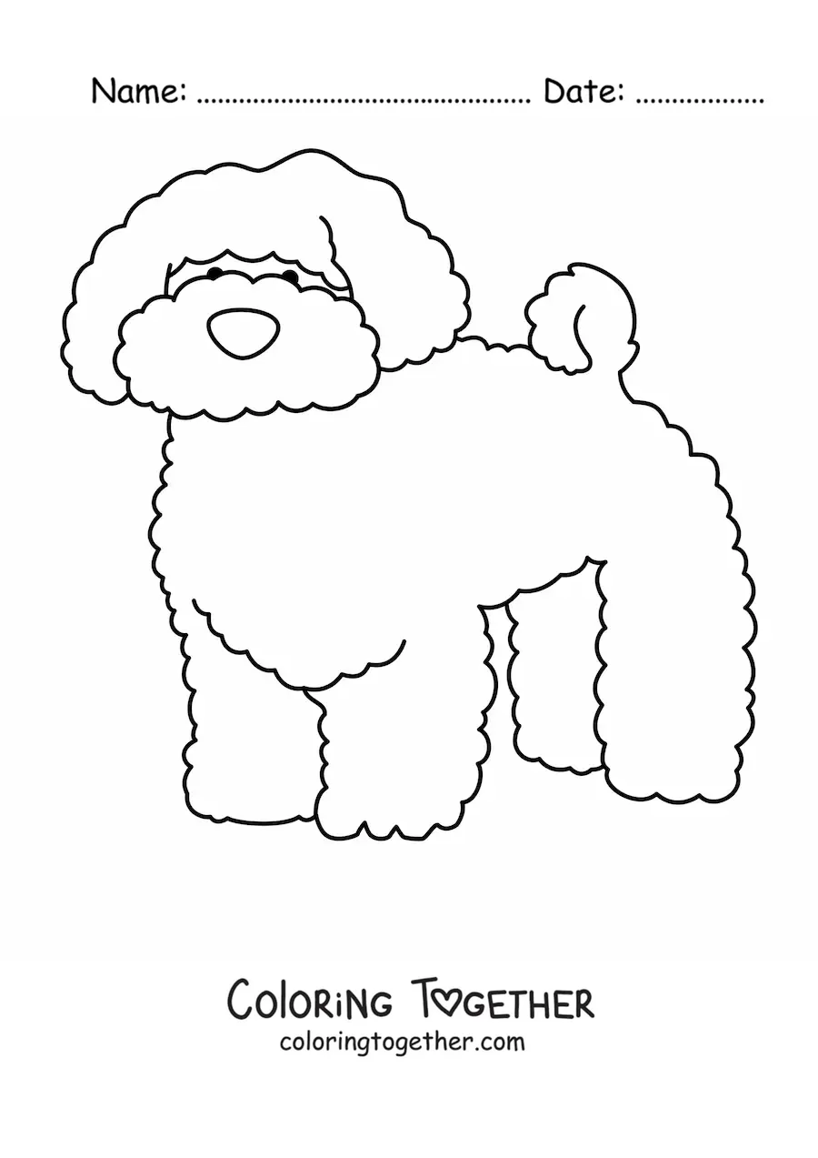 Coloring page of a poodle