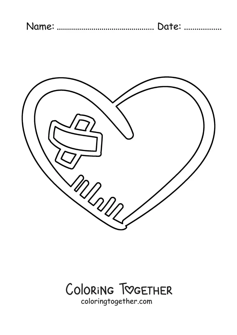 Coloring page of a wounded heart