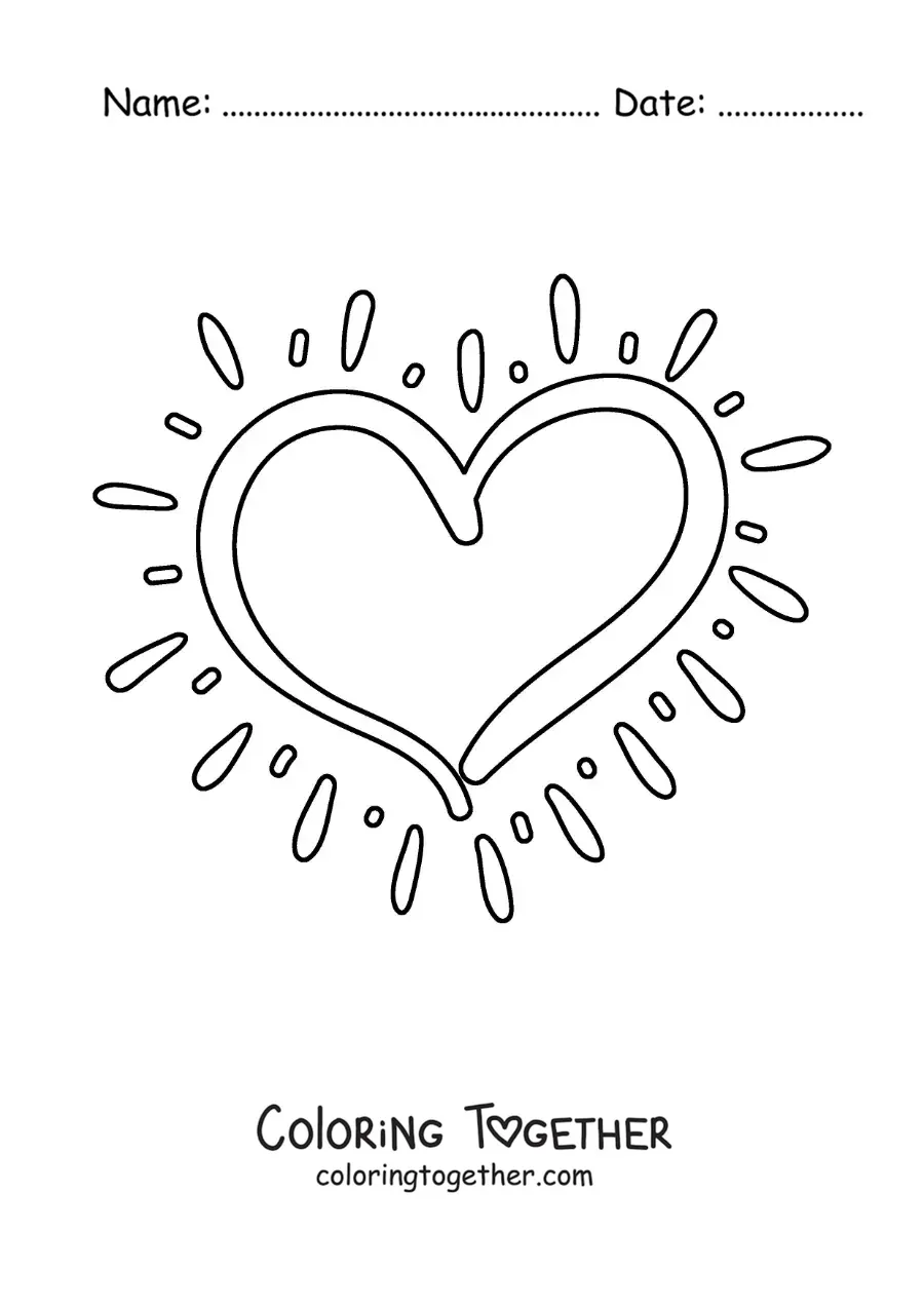 Coloring page of a beating heart