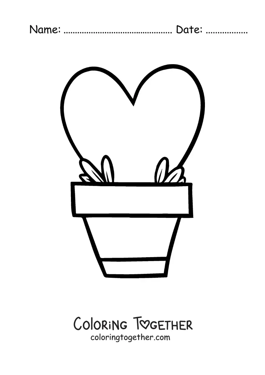 Coloring page of a heart-shaped plant