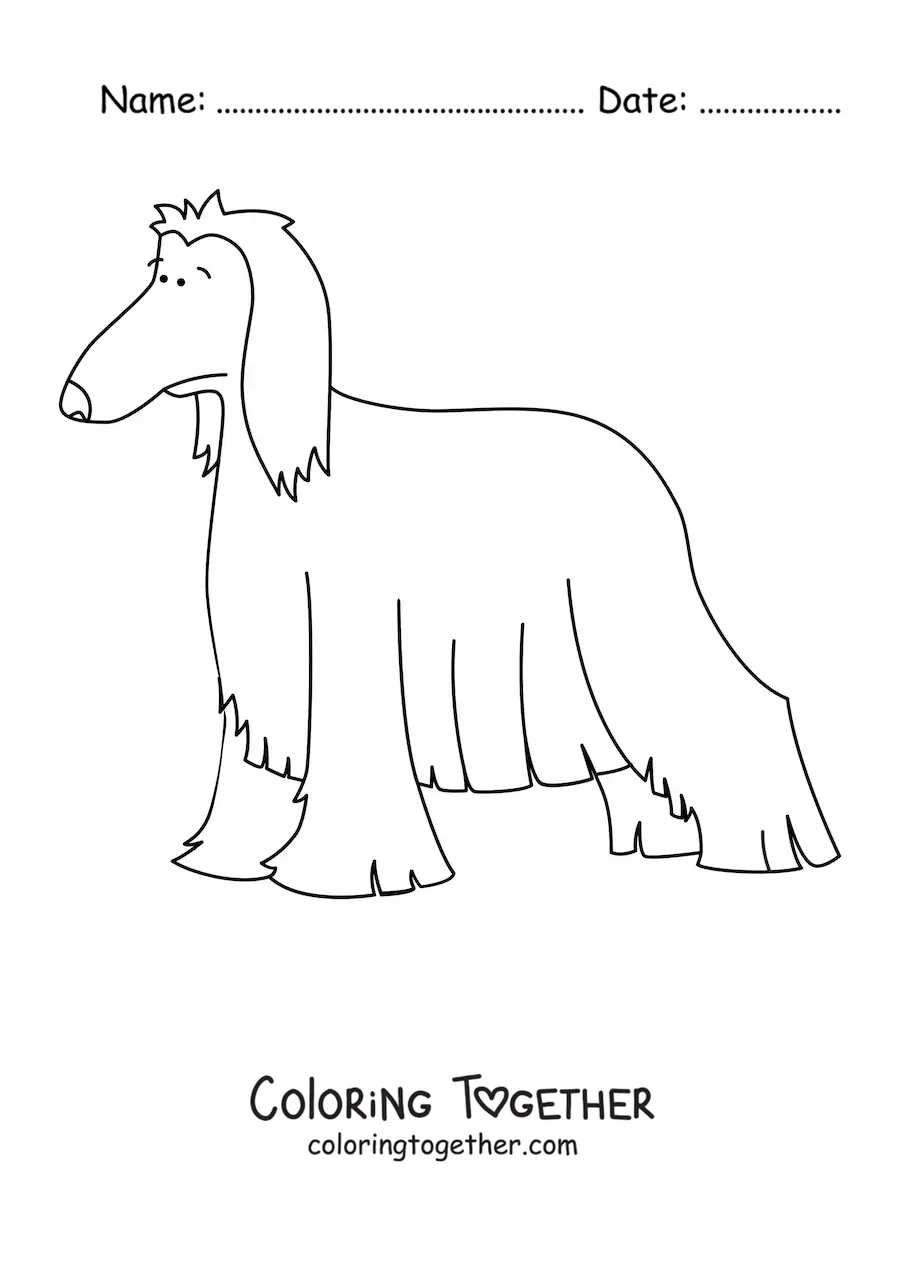 Coloring page of an Afghan hound
