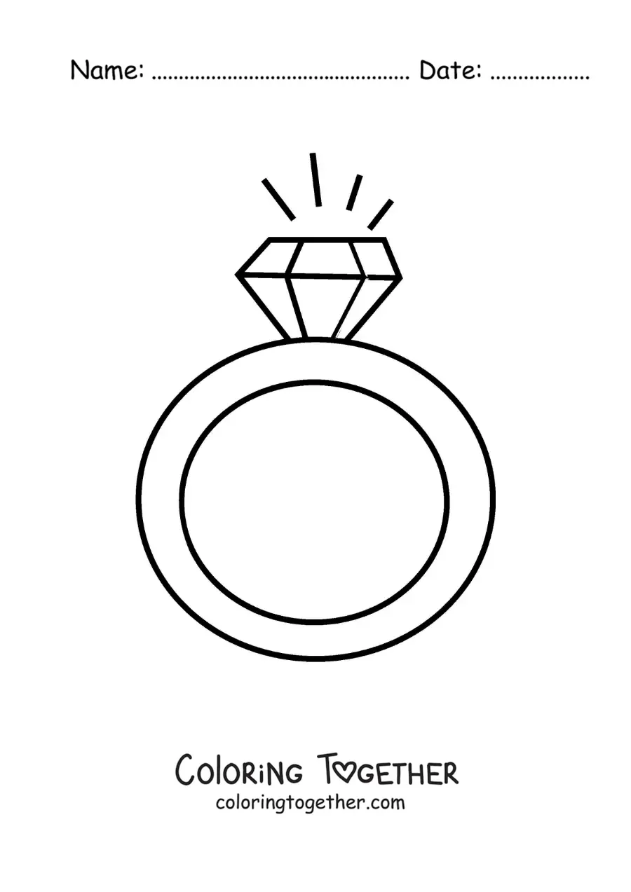Coloring page of a simple diamond ring