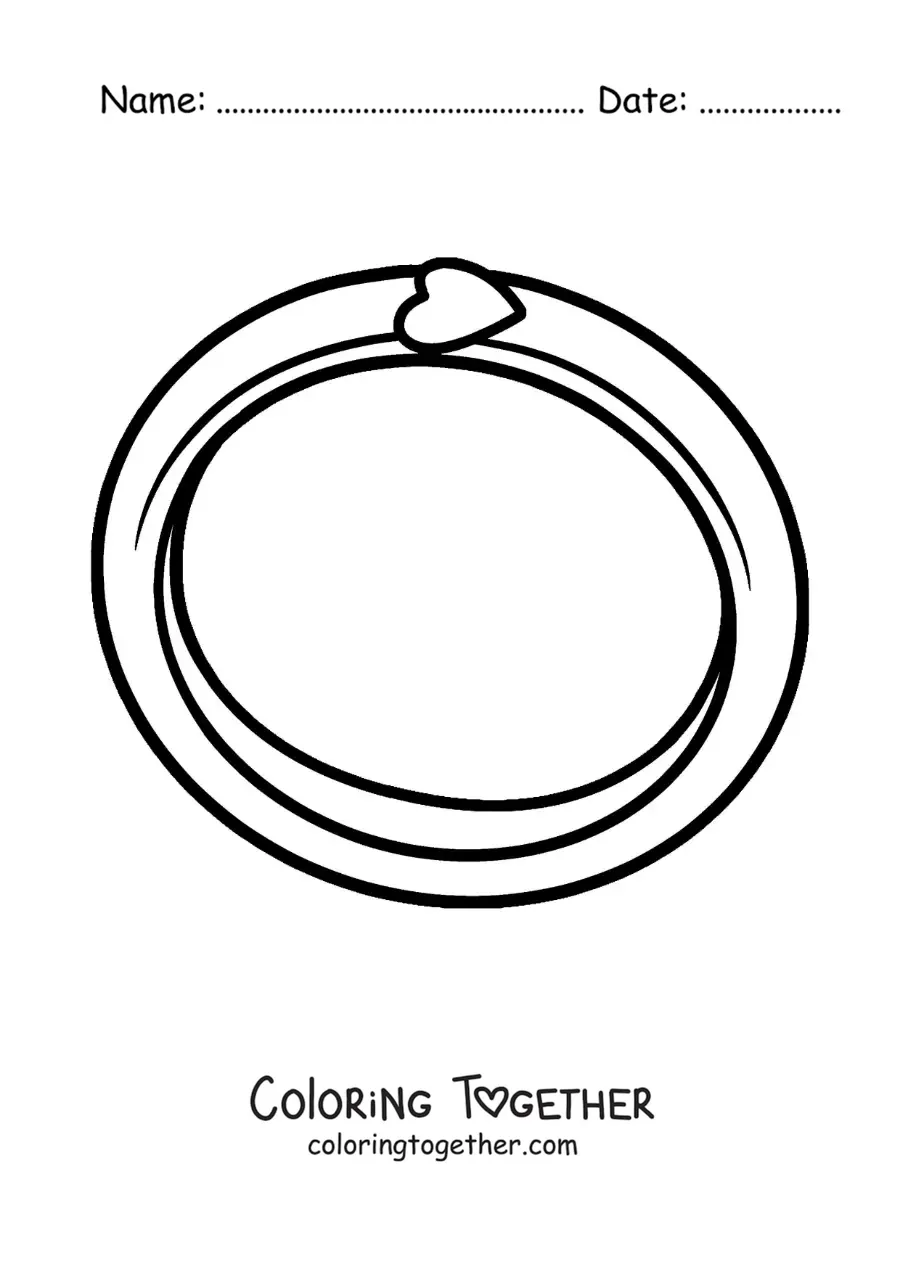 Coloring page of a ring with a heart-shaped stone