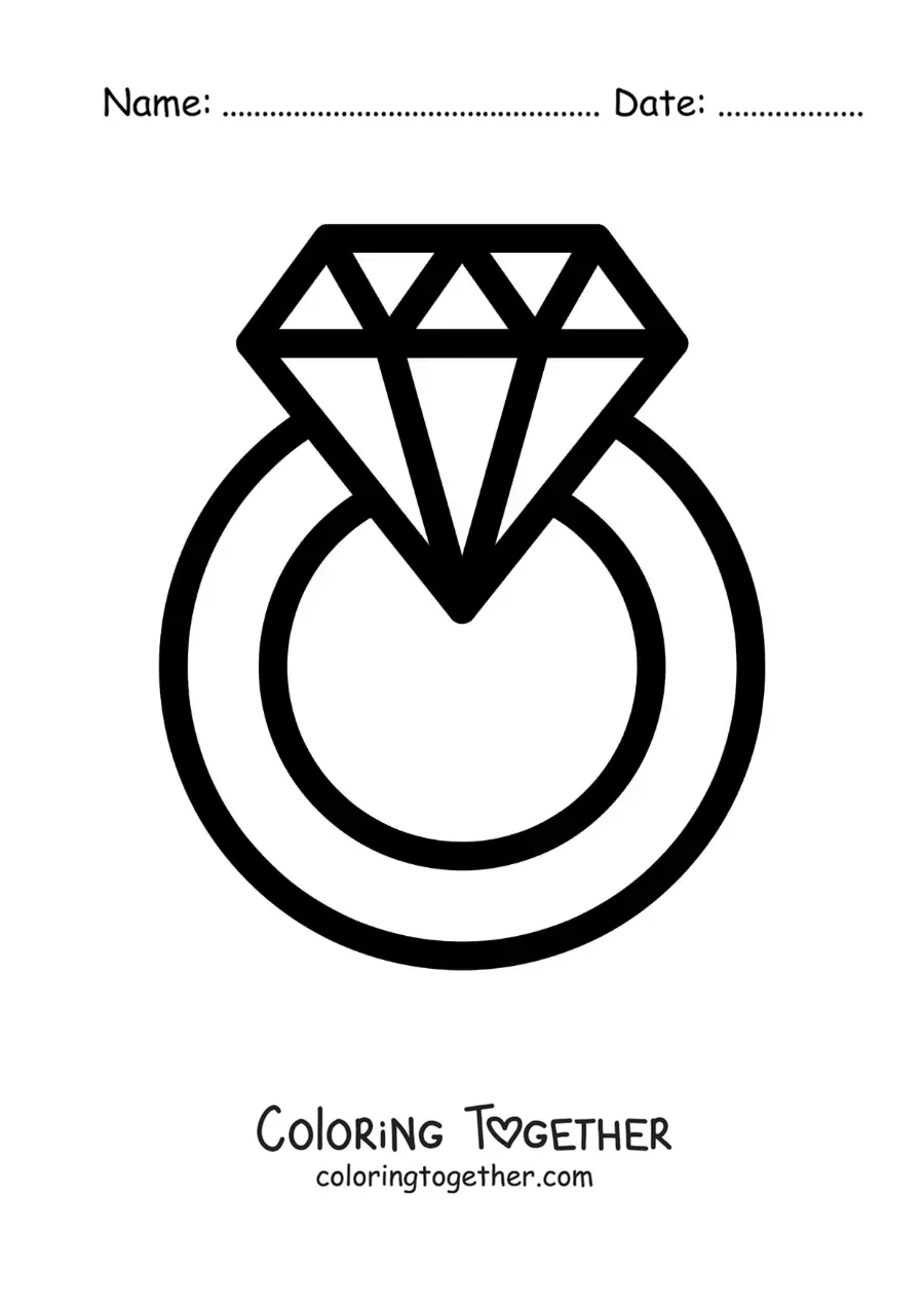 Coloring page of an easy diamond ring