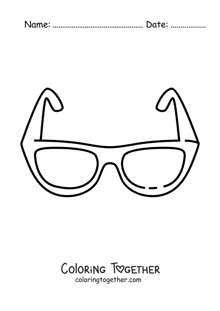 Coloring page of a pair of glasses
