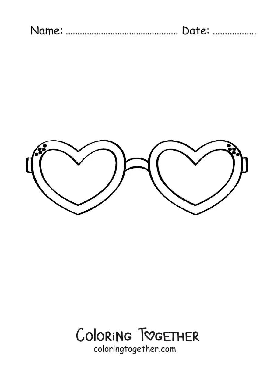 Coloring page of heart-shaped glasses