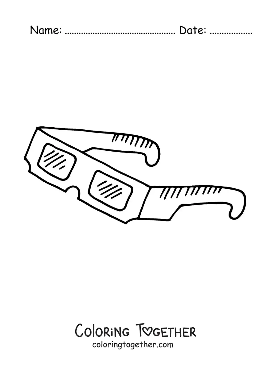 Coloring page of 3D glasses