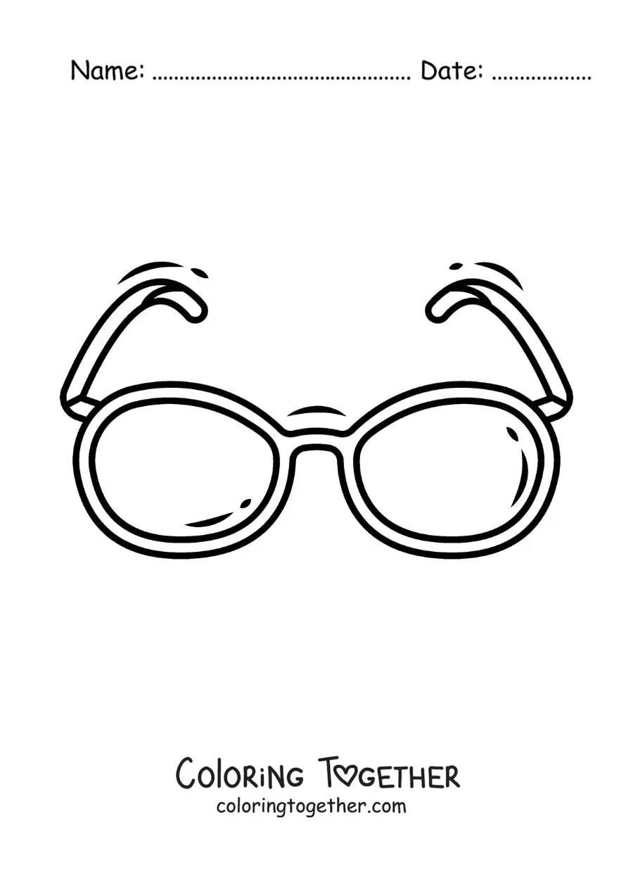 Coloring page of a pair of glasses