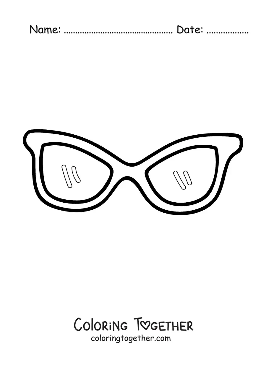 Coloring page of a pair of fashionable glasses