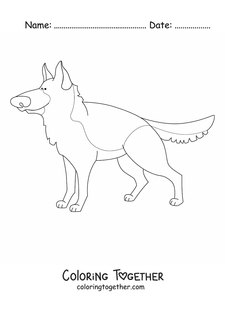 Coloring page of a German shepherd