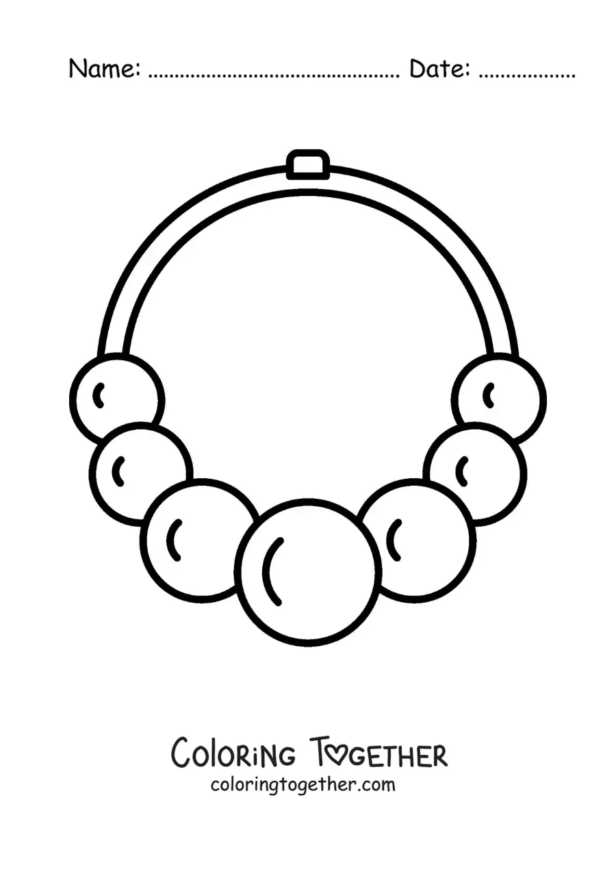 Coloring page of a pearl necklace