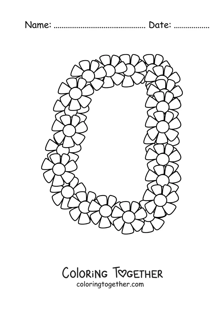 Coloring page of a flower necklace