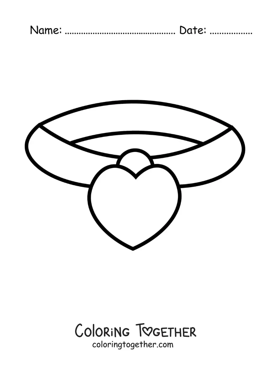 Coloring page of a heart necklace