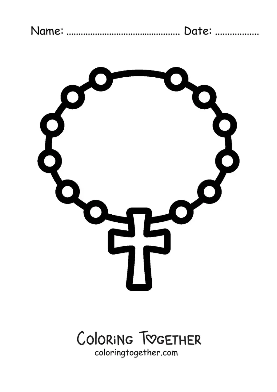 Coloring page of a rosary