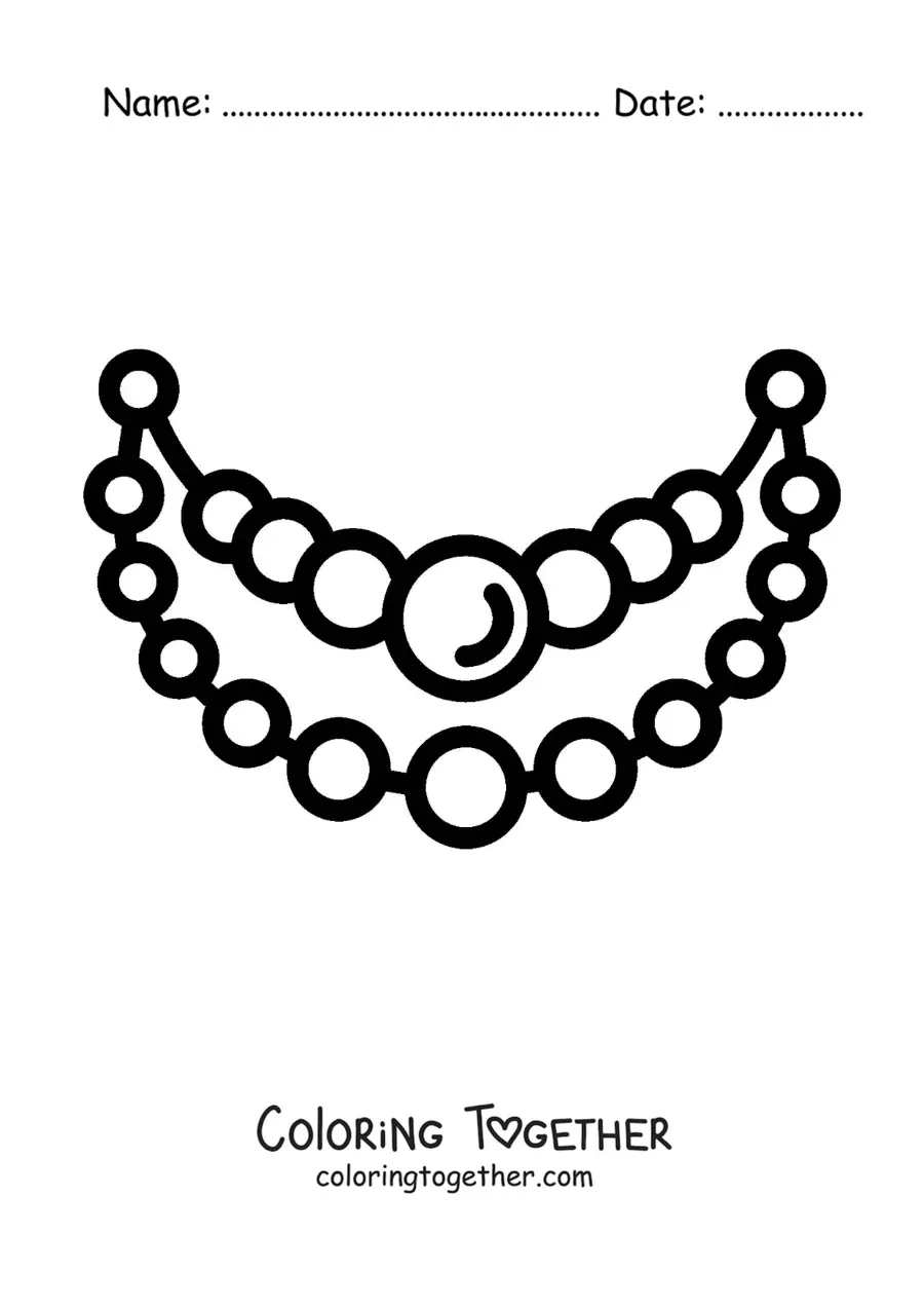Coloring page of an easy pearl necklace