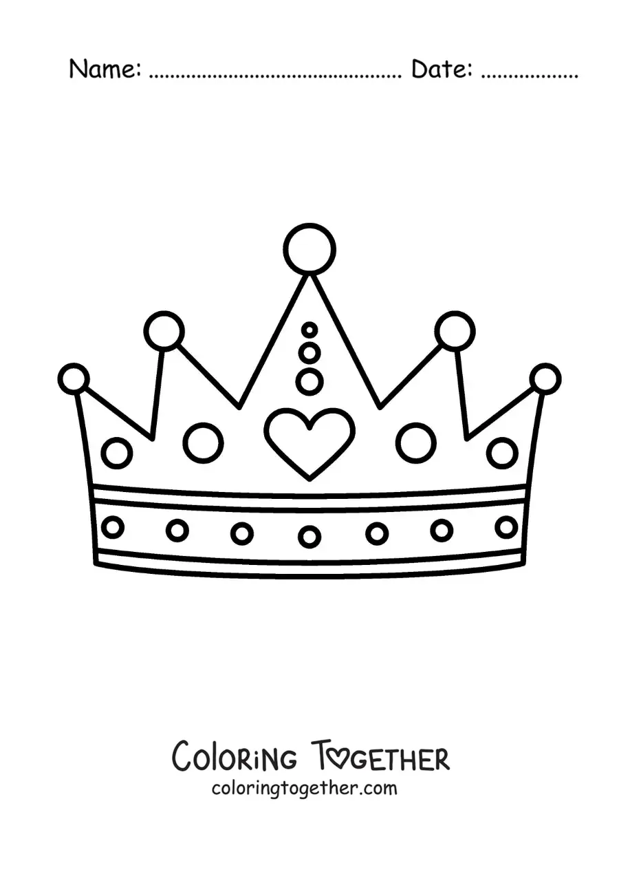 Coloring page of a princess crown