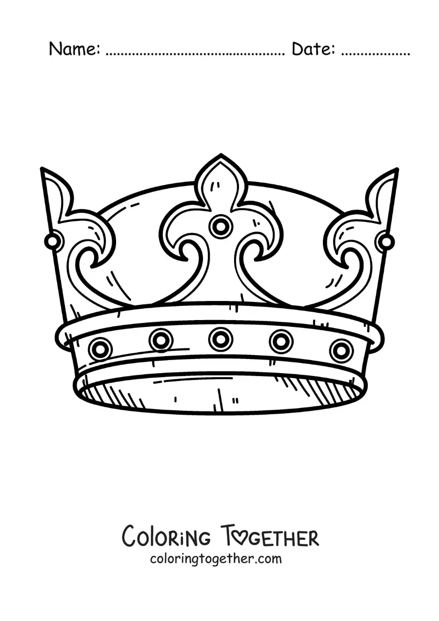 Coloring page of a king's crown