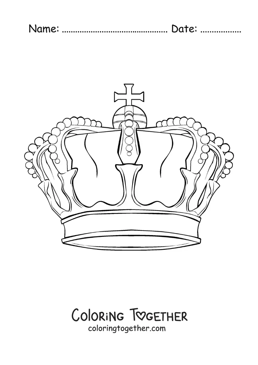 Coloring page of a realistic crown