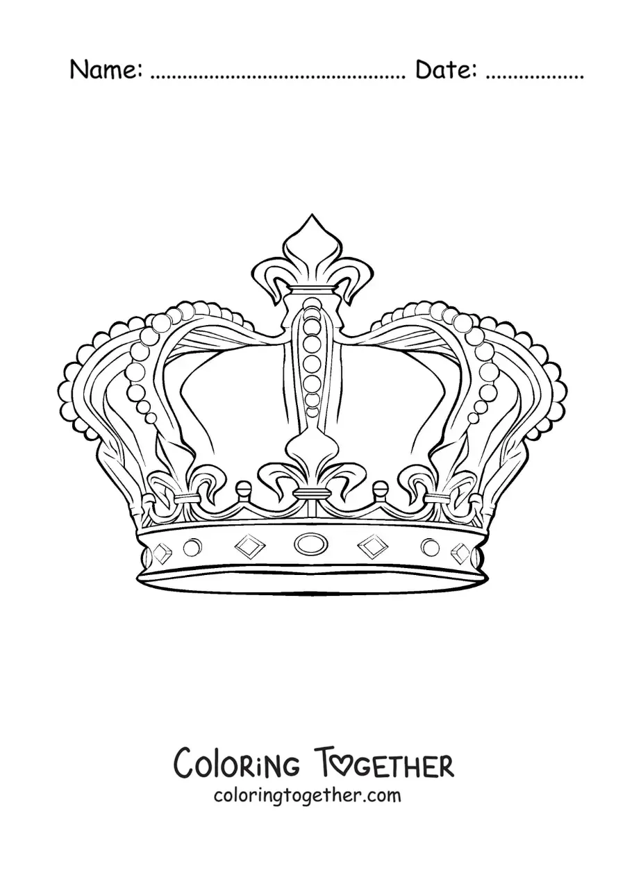 Coloring page of a realistic king's crown