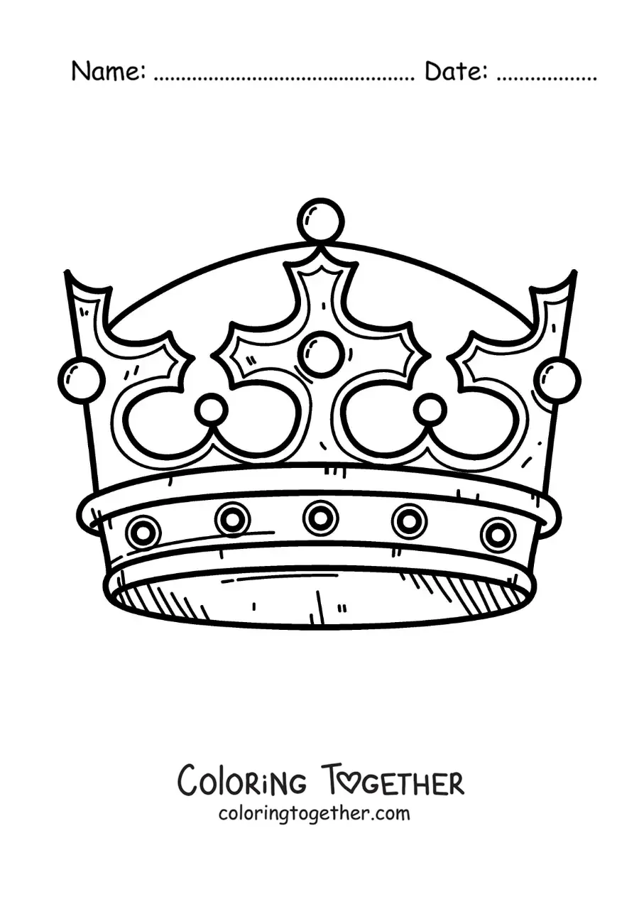 Coloring page of a big king's crown