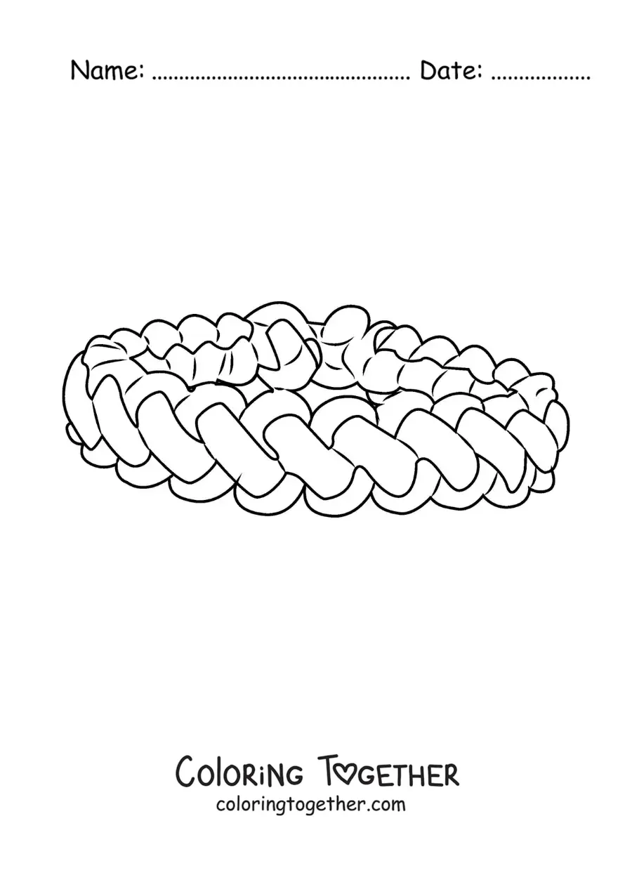 Coloring page of a knotted bracelet