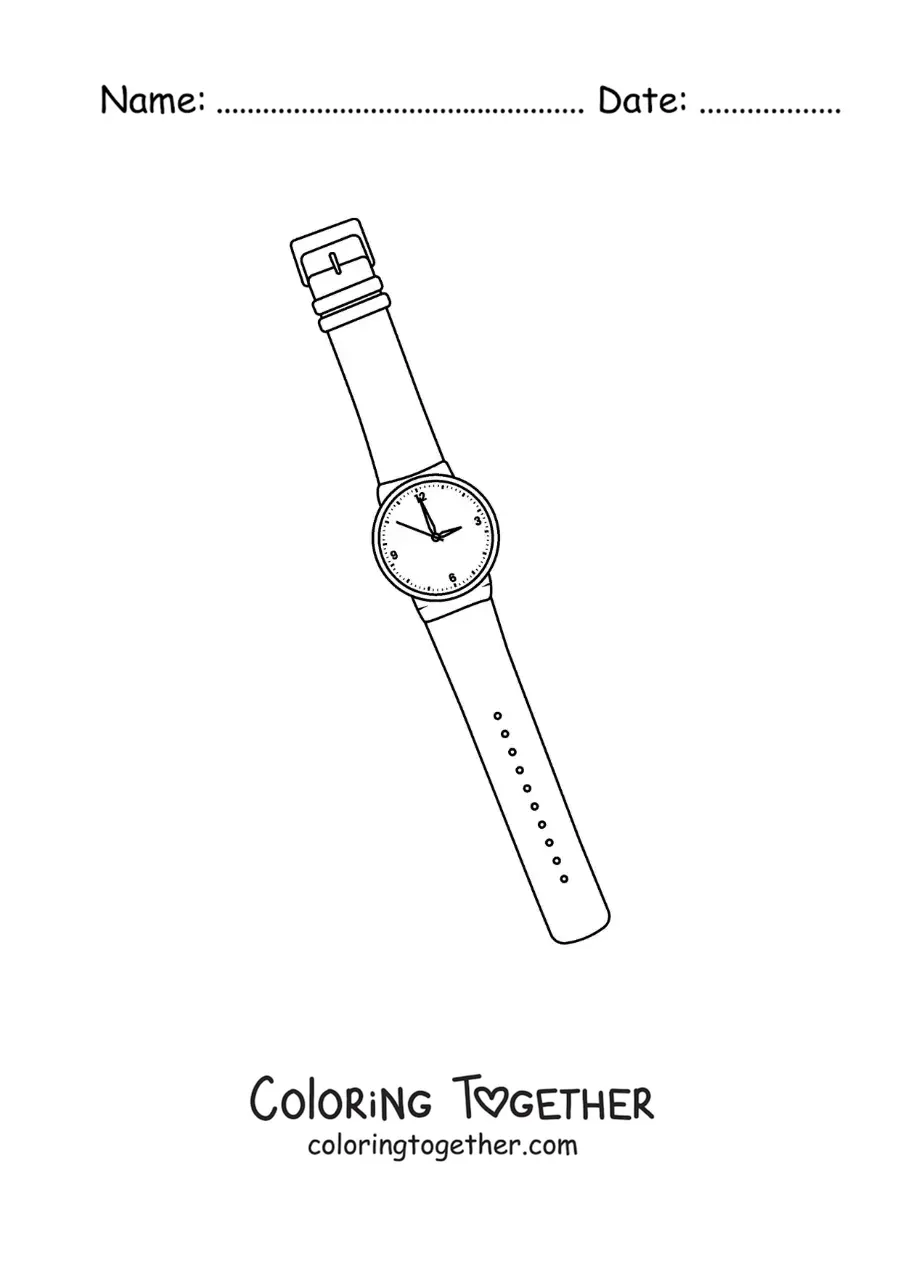 Coloring page of a wristwatch