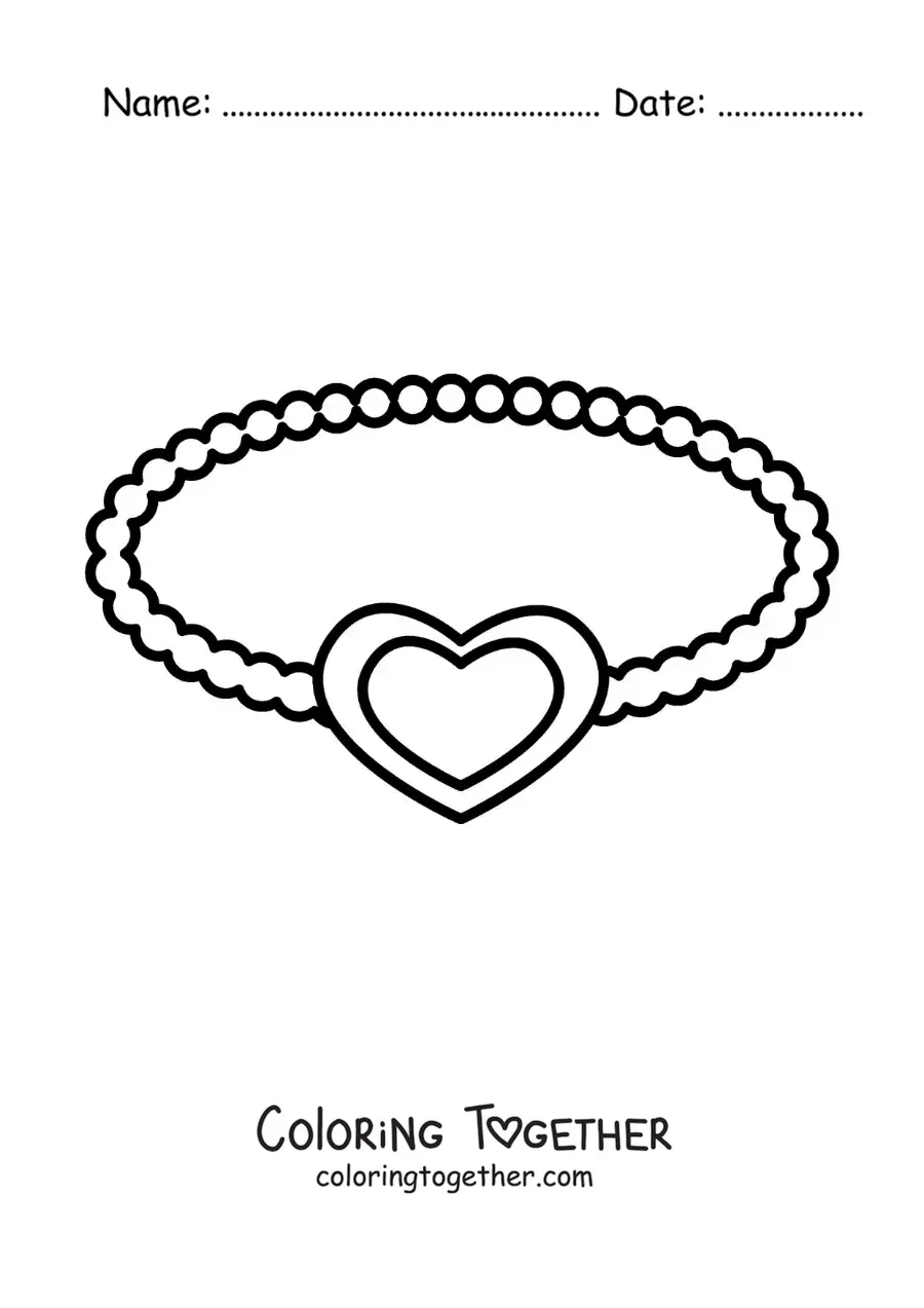 Coloring page of a heart bracelet for friends