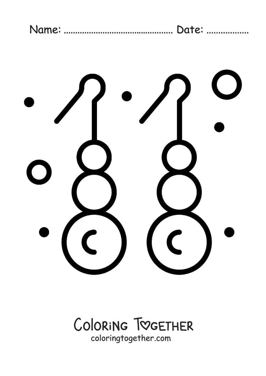 Coloring page of pearl earrings