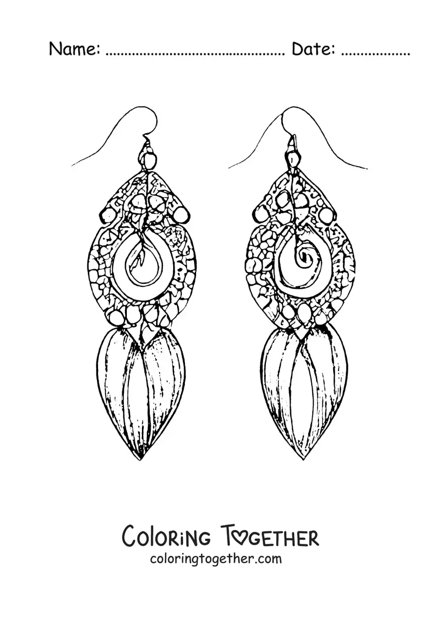 Coloring page of handmade earrings