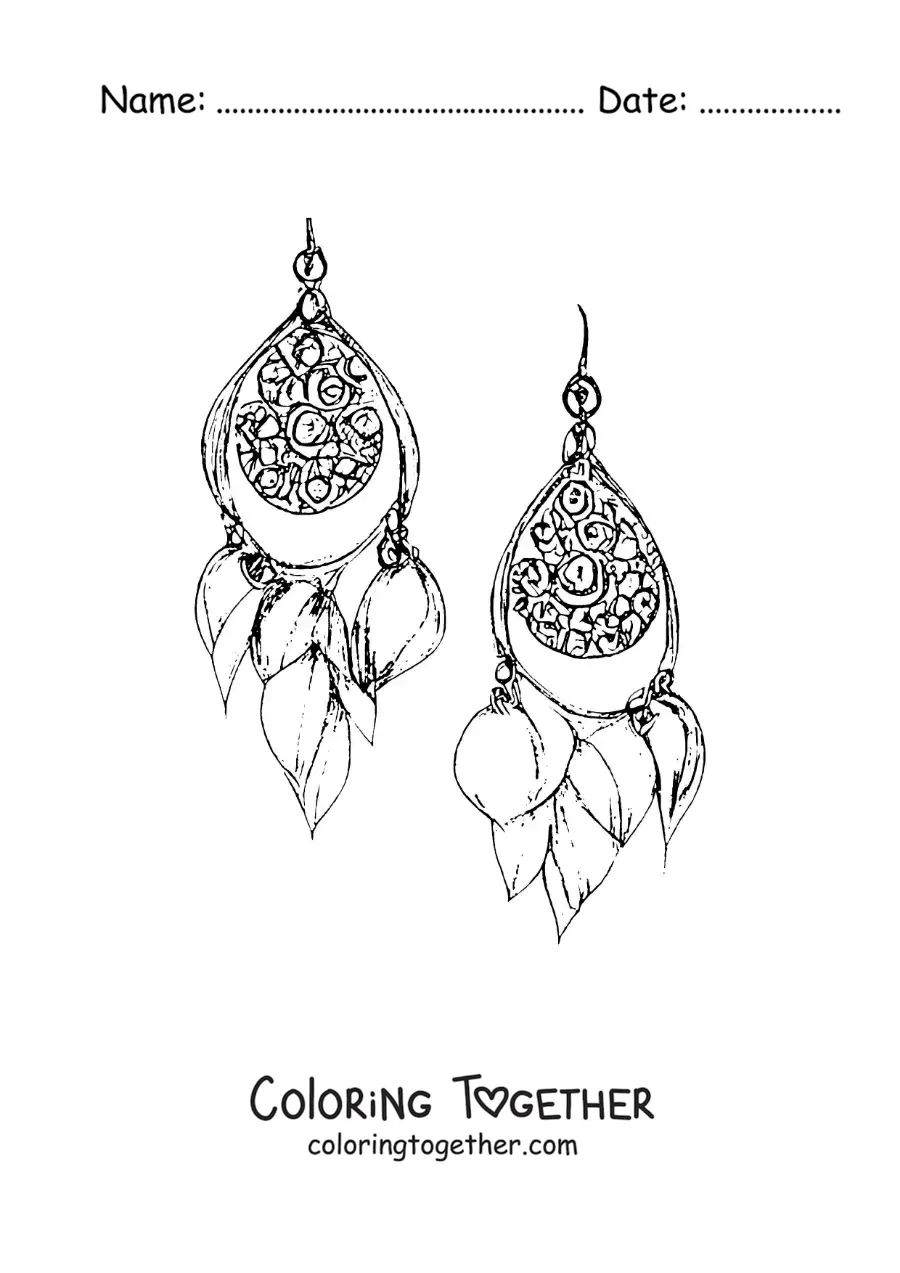 Coloring page of handmade earrings
