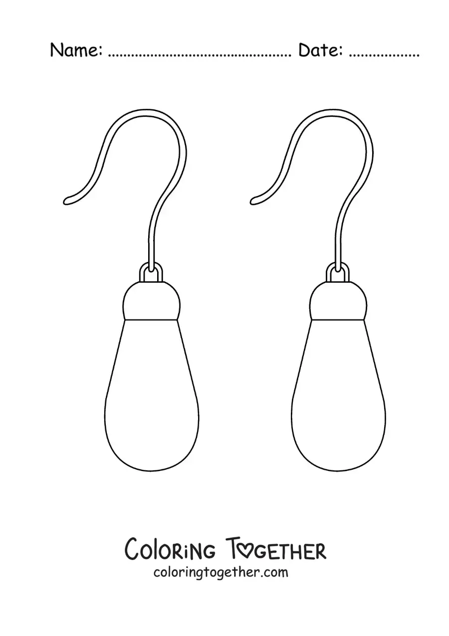 Coloring page of a pair of earrings