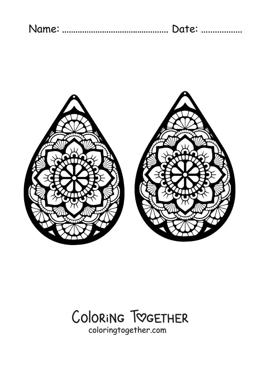 Coloring page of two earrings