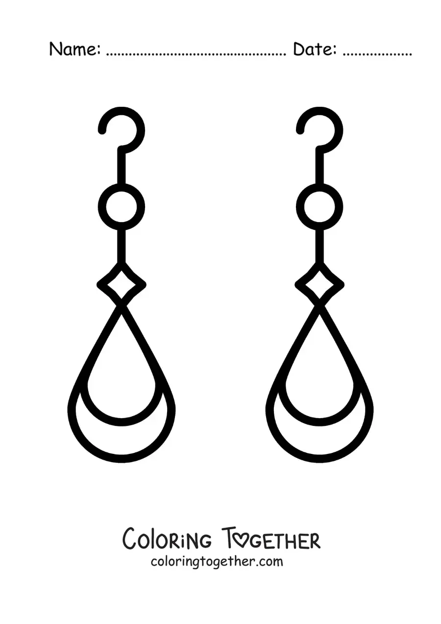 Coloring page of easy earrings