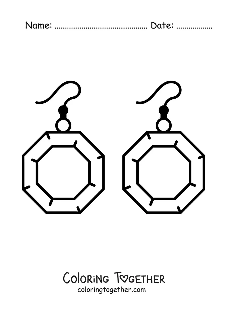 Coloring page of big earrings