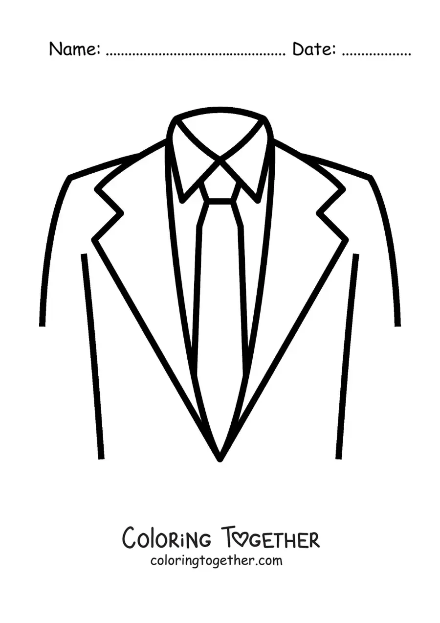 Coloring page of a tie and jacket