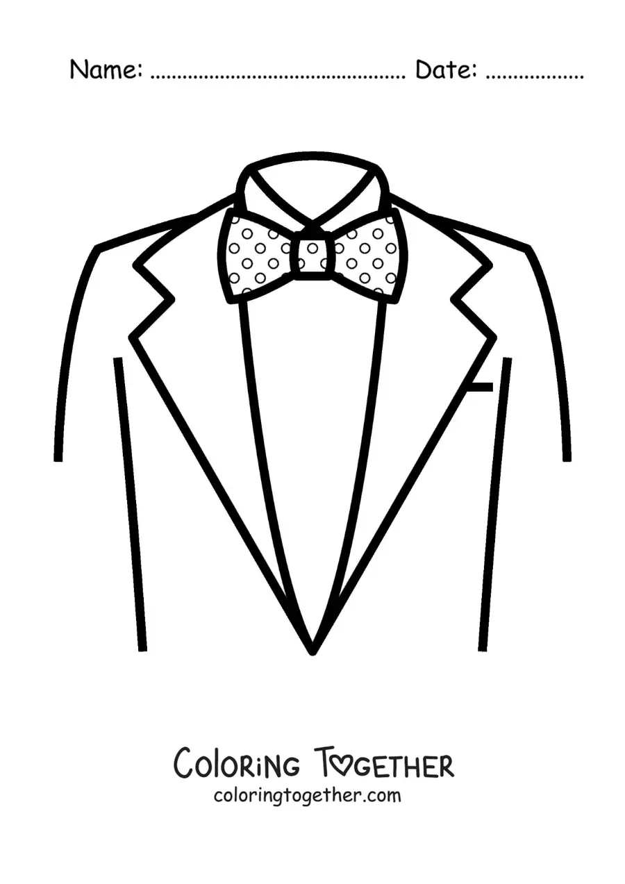 Coloring page of a jacket and bow tie