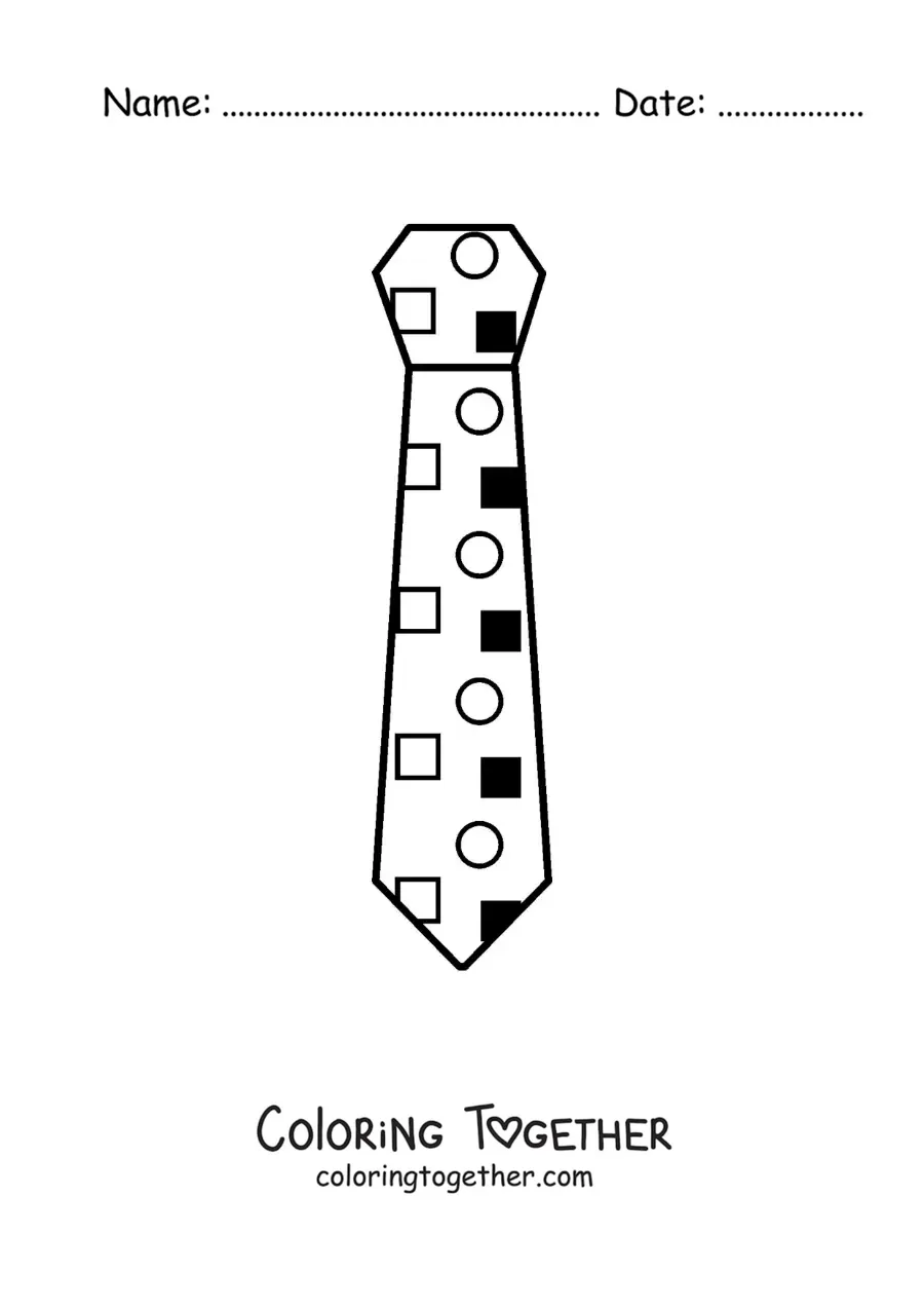 Coloring page of a fun tie with a geometric print