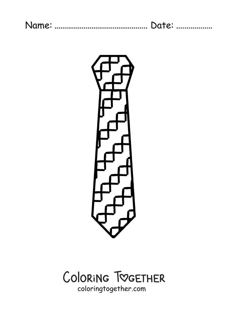 Coloring page of an easy tie with a plaid print