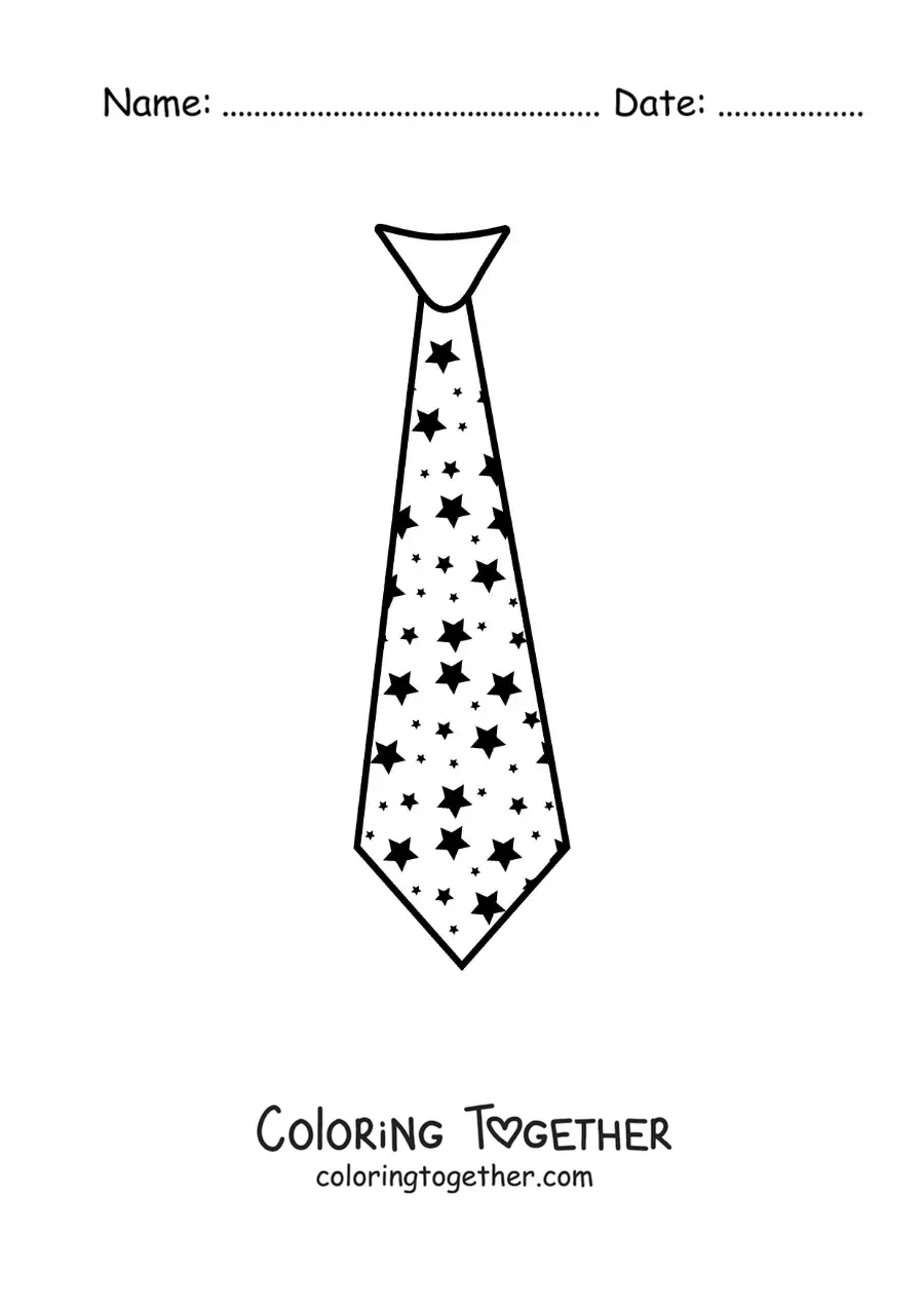 Coloring page of a tie with a star print