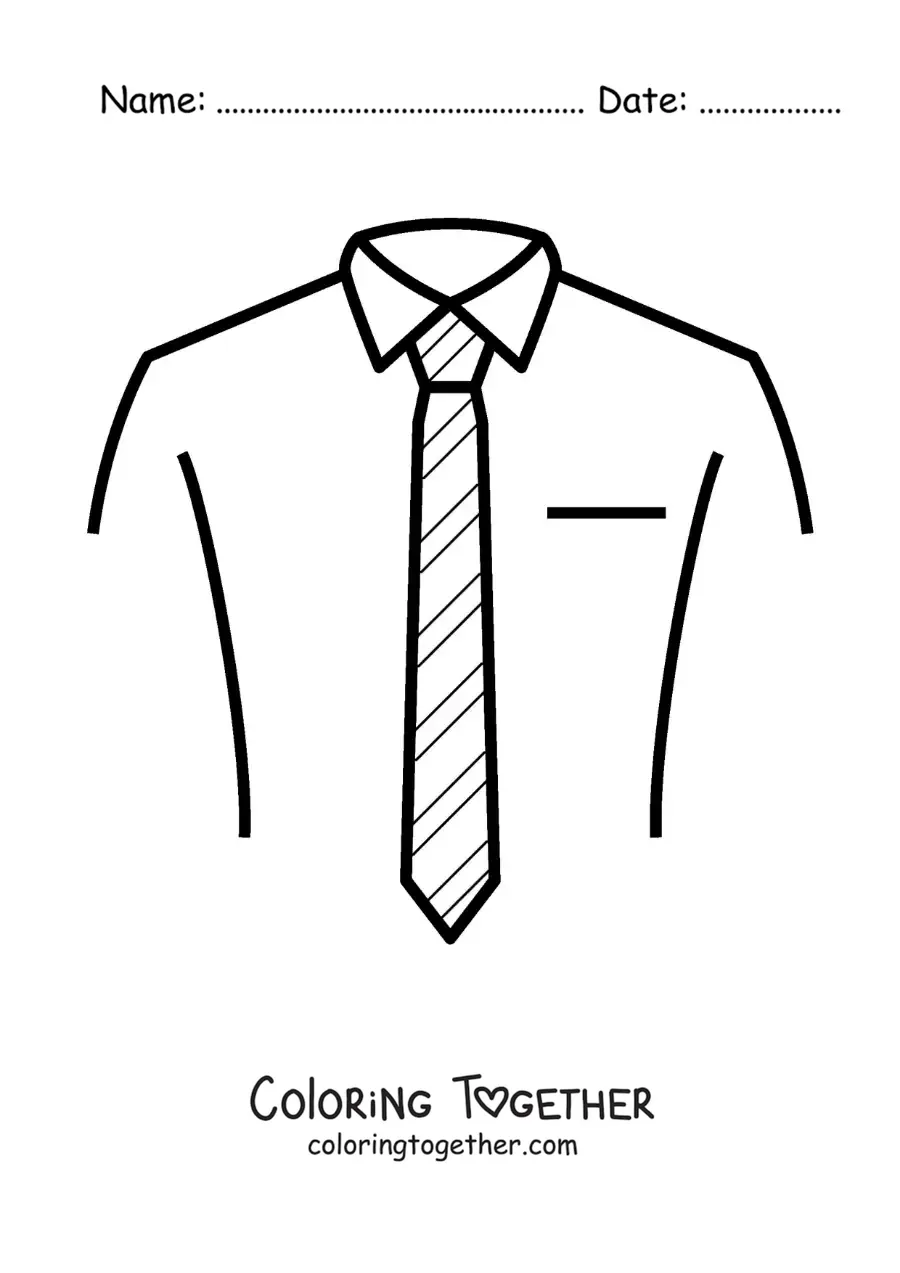 Coloring page of a striped shirt and tie